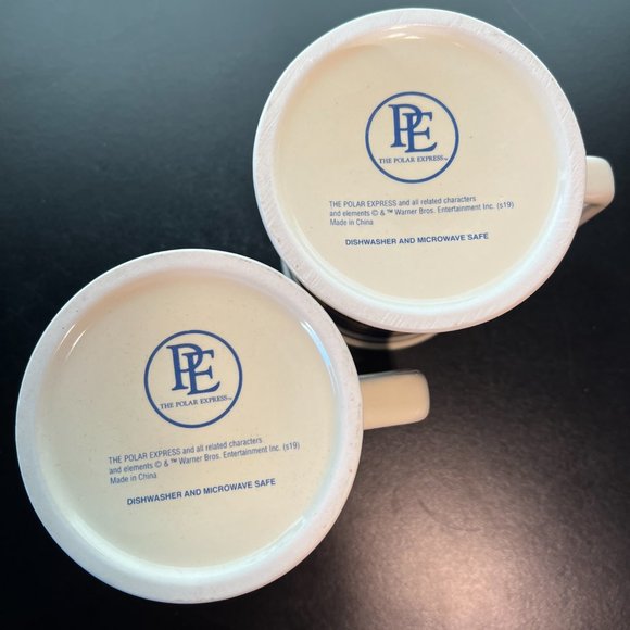 Pair of  Polar Express Christmas Mugs 3D Embossed Train BELIEVE ~ Warner Bros. - Picture 8 of 9